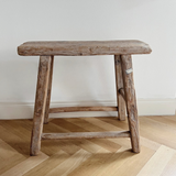 Sgabello largo antico in legno