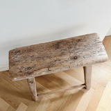 Sgabello largo antico in legno