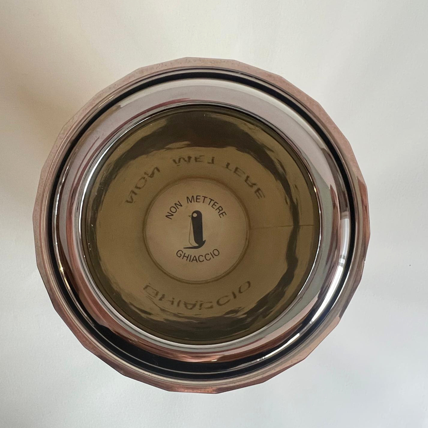 Close-up of Mazzucconi Firenze 1970 silver-plated wine thermos