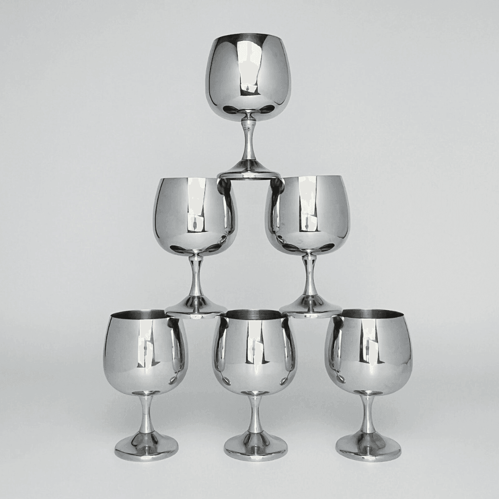 AMC silver White Wine glass I Art Design Metal Collection - L'Officina General Store