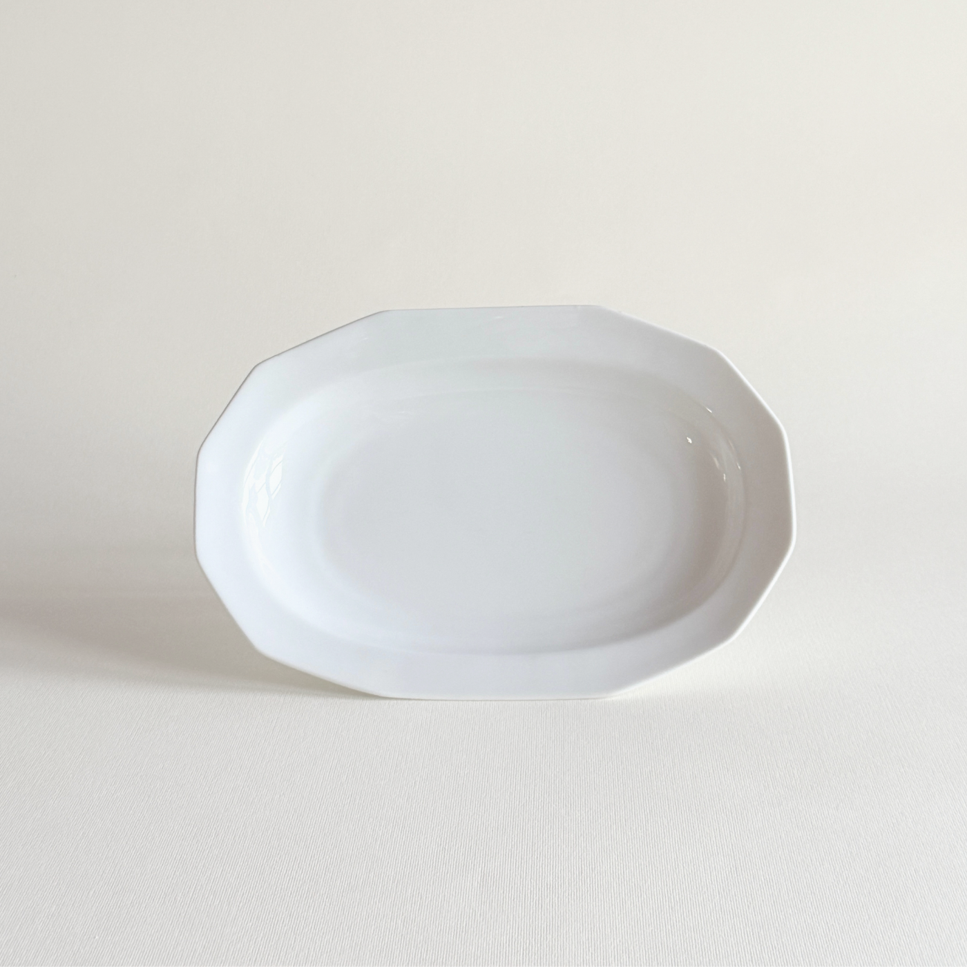 Bavarian white porcelain rectangular plate with softly rounded corners