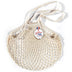 Filt 1860 ecru cotton mesh net bag with long braided handles, knitted in Normandy France
