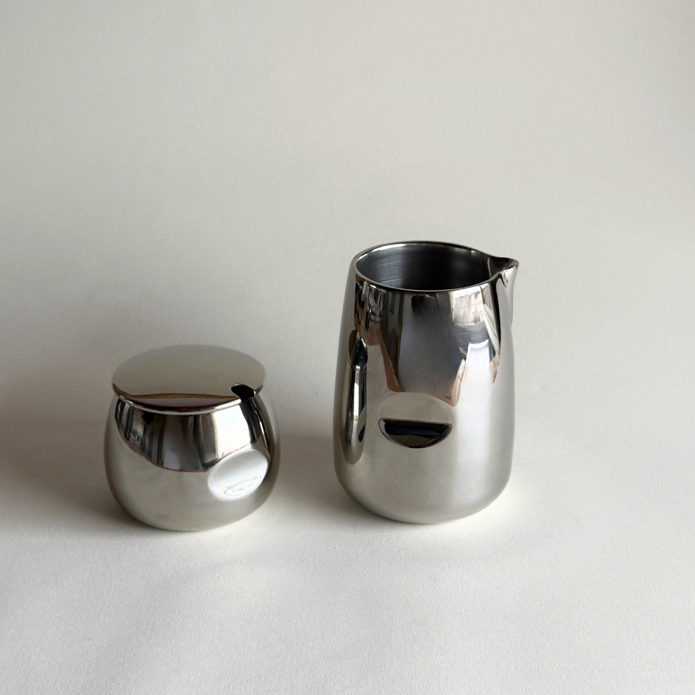 AMC stainless steel creamer and sugar bowl set
