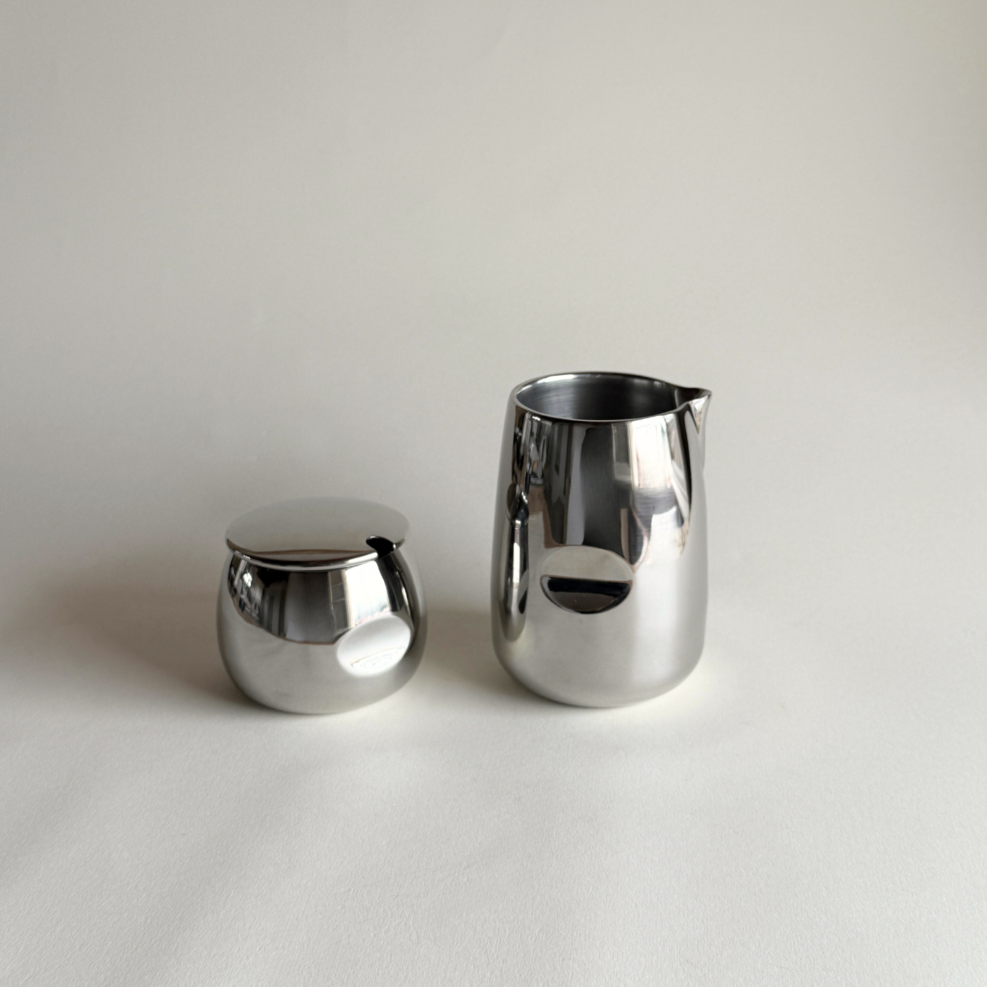 AMC stainless steel creamer and sugar bowl set