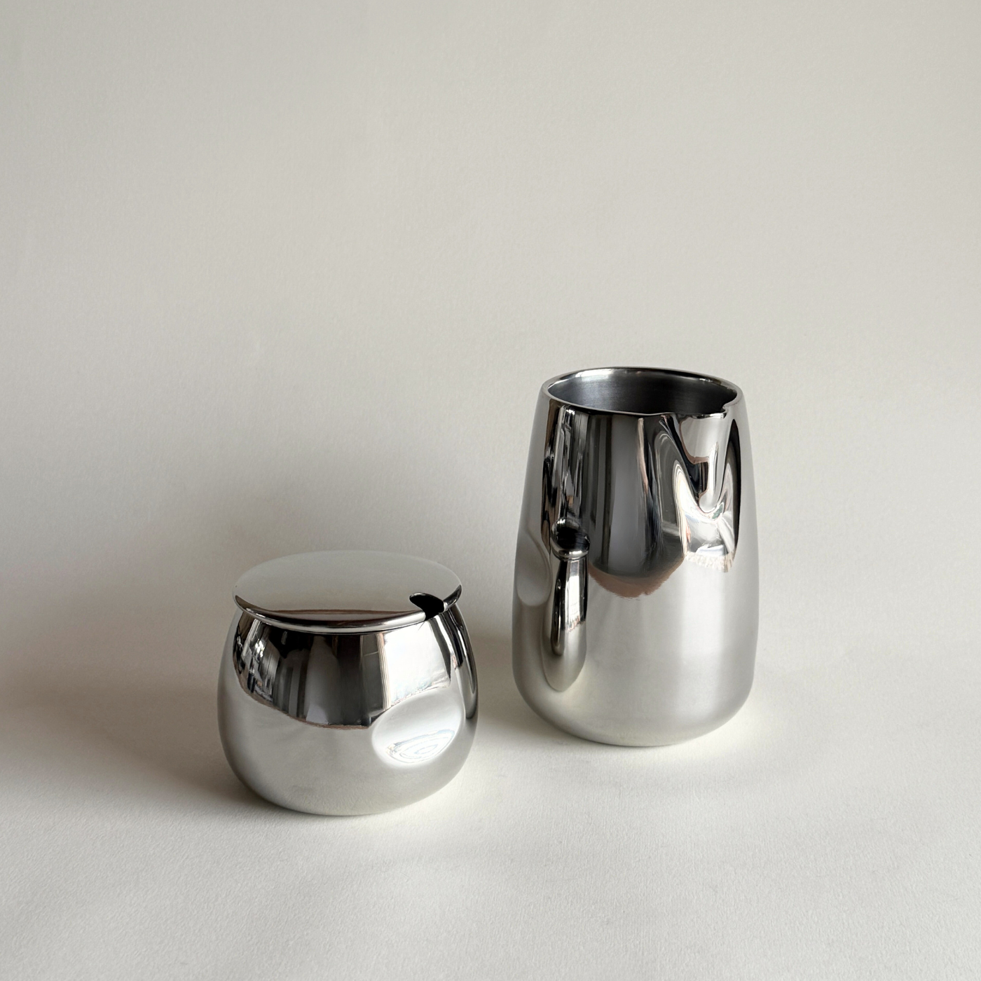 AMC stainless steel creamer and sugar bowl set