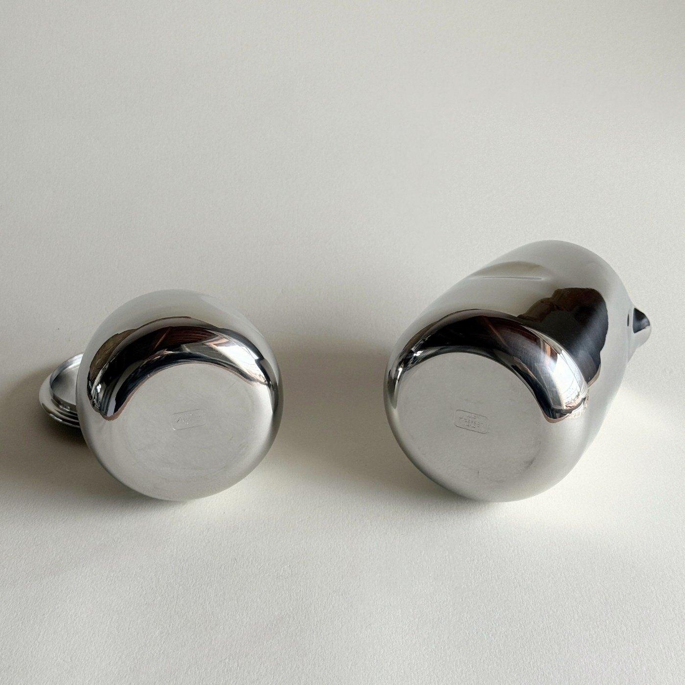 AMC stainless steel creamer and sugar bowl set