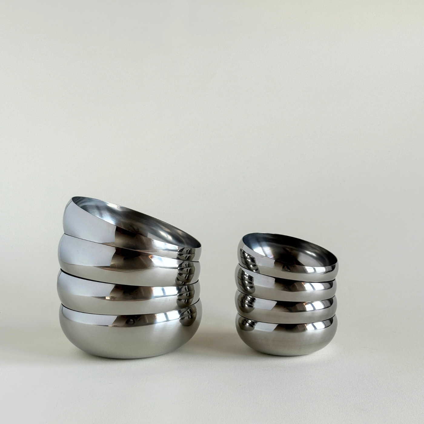 AMC polished Metal Bowls  Large and small stainless steel sets