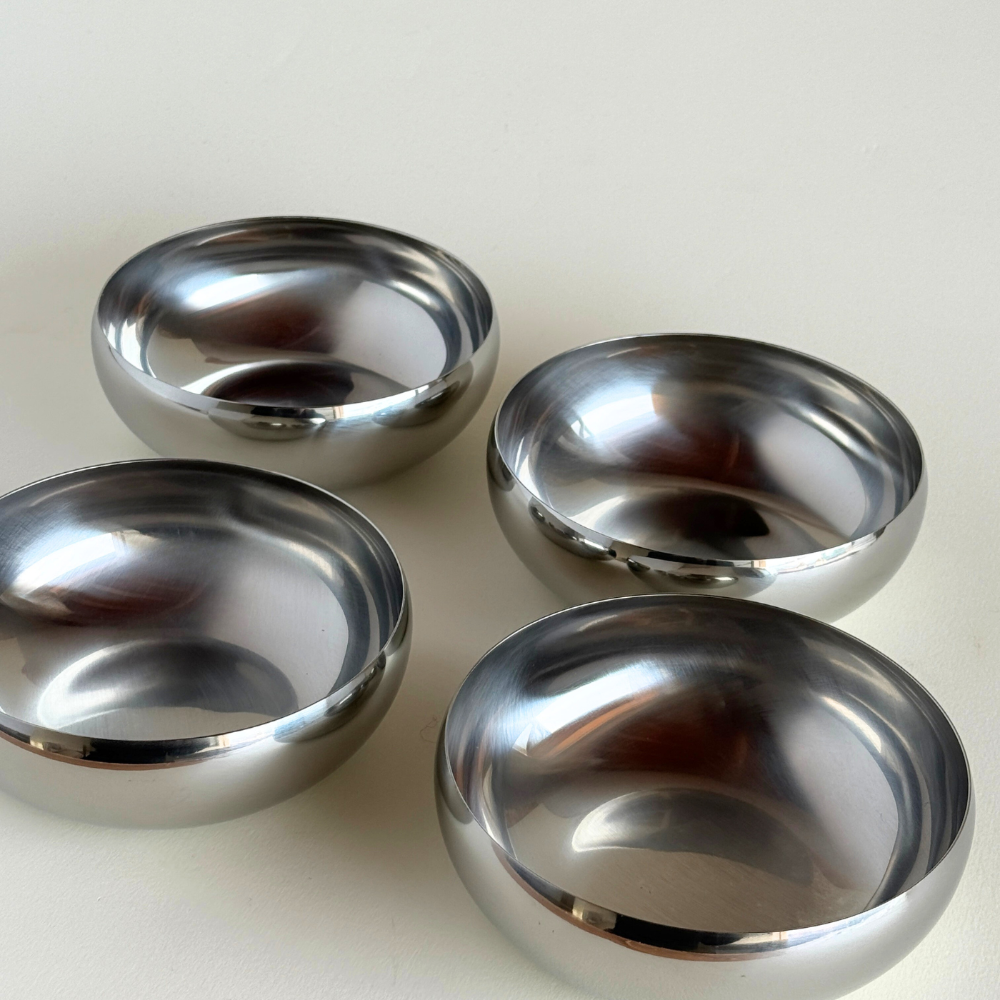 AMC polished Metal Bowls  Large stainless steel set of four