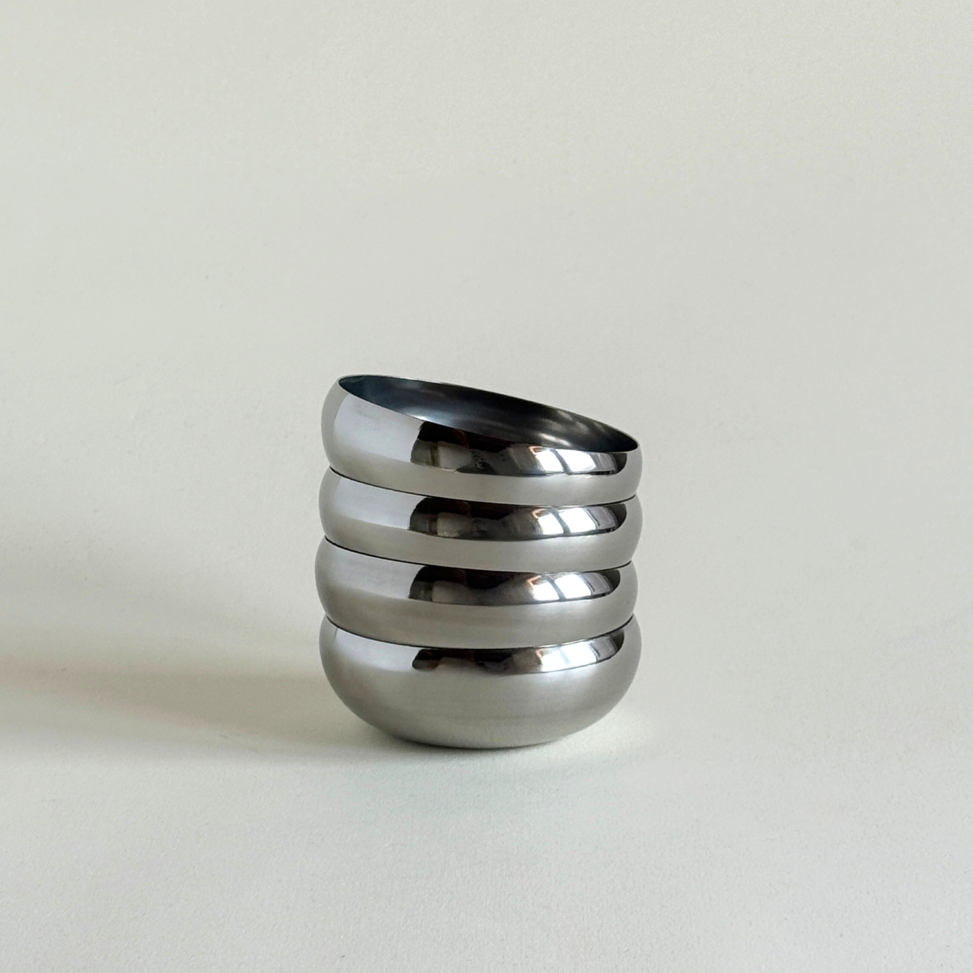 amc stainless steel small four  bowls 0629 polished metal art. 0629