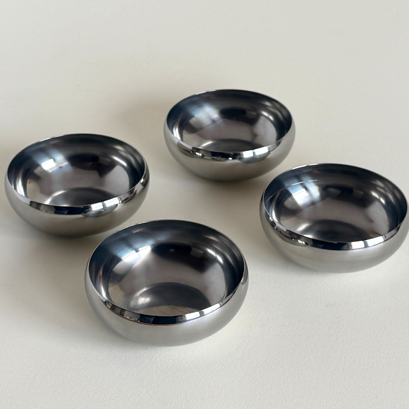amc stainless steel small four bowls 0629 polished metal art. 0629