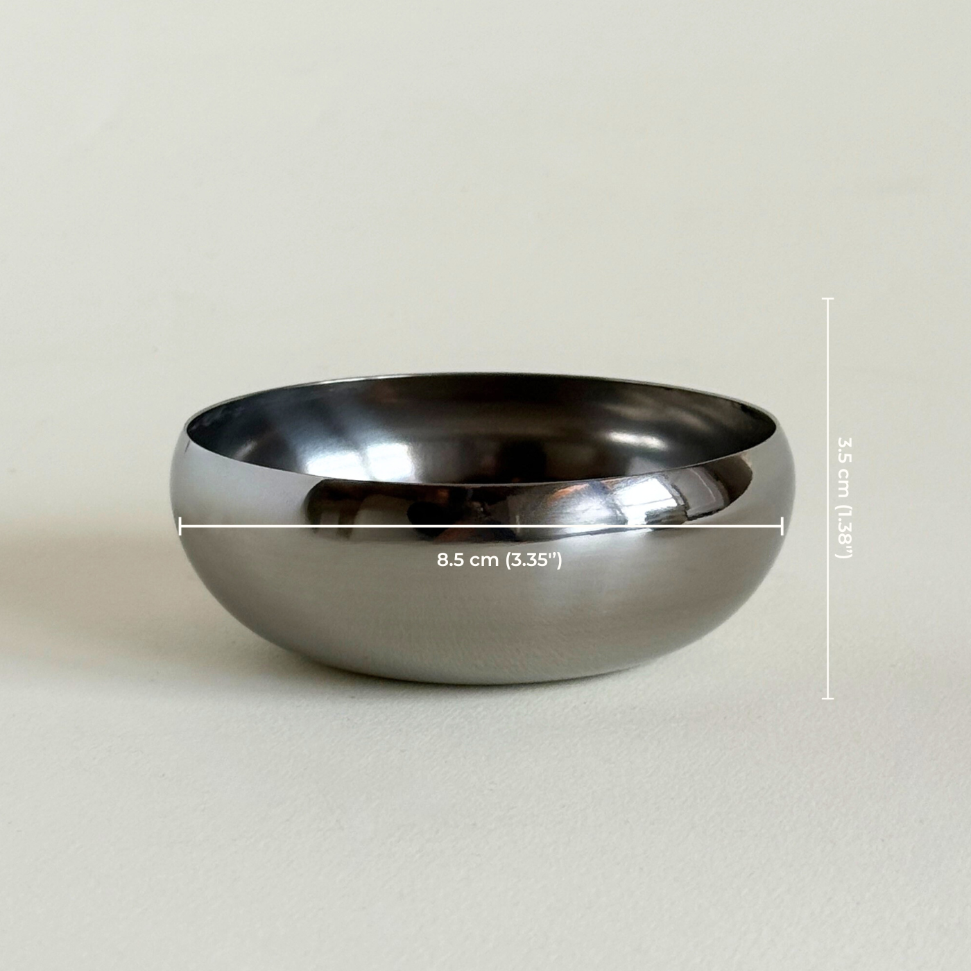amc stainless steel small single bowl dimensions 0629 polished metal art. 0629 8.5 cm x 3.5 cm