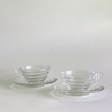 Arcopal Gondolo glass espresso cups with striped detail set of two