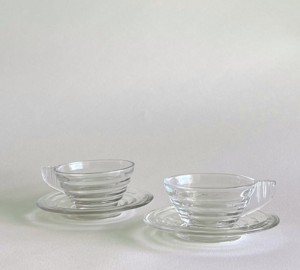 Arcopal Gondolo glass espresso cups with striped detail set of two