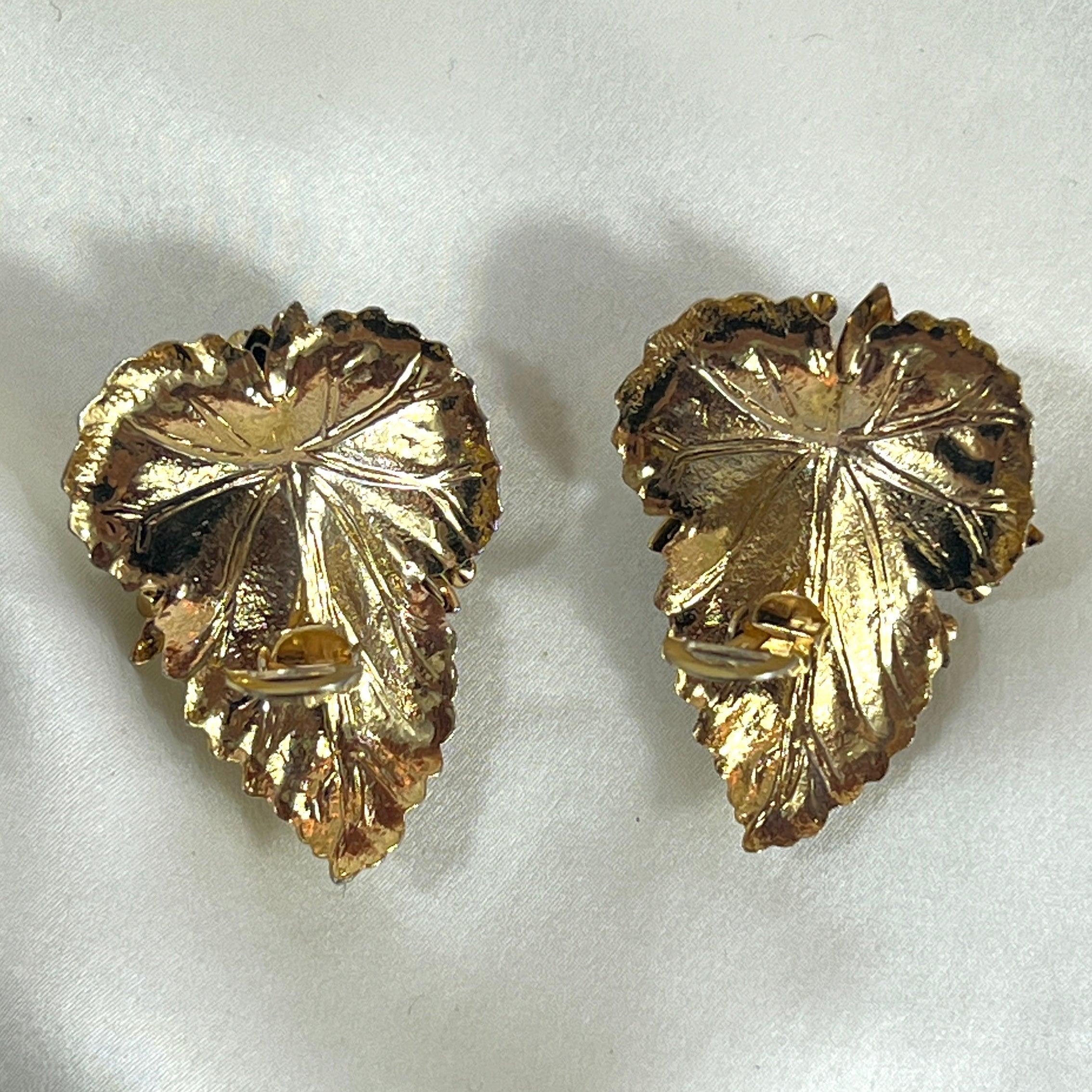 Golden and Crystal leaf earrings - L'Officina General Store