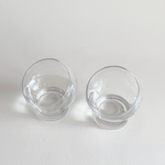 Italian Space Age ball cocktail glasses — base view showing Ø 5.8 cm foot and overall condition, set of 2