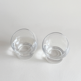 Italian Space Age ball cocktail glasses — base view showing Ø 5.8 cm foot and overall condition, set of 2