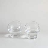 Italian Space Age ball cocktail glasses — side view showing spherical bowl and short stem, H 10 cm