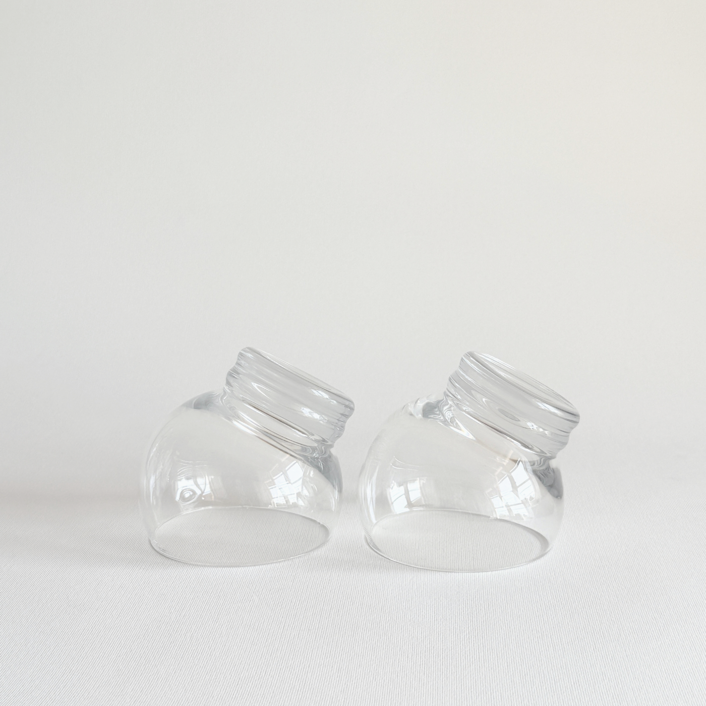 Italian Space Age ball cocktail glasses — close-up of spherical bowl showing glass clarity and condition