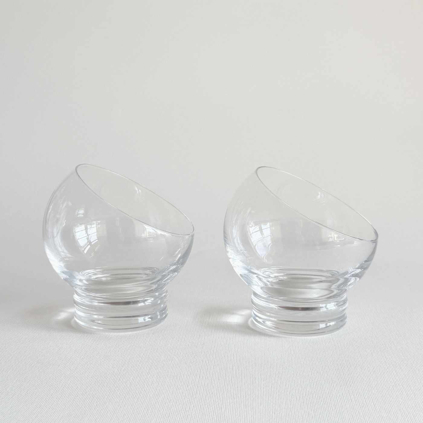 Italian Space Age ball cocktail glasses — top view showing Ø 8.5 cm opening and clear glass bowl