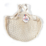 Filt 1860 ecru cotton mesh net bag with short 28 cm handles, reusable French shopping bag