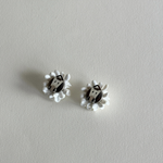Lightweight floral statement earrings front view