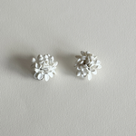 Elegant three-dimensional white floral earrings