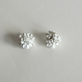 Elegant three-dimensional white floral earrings
