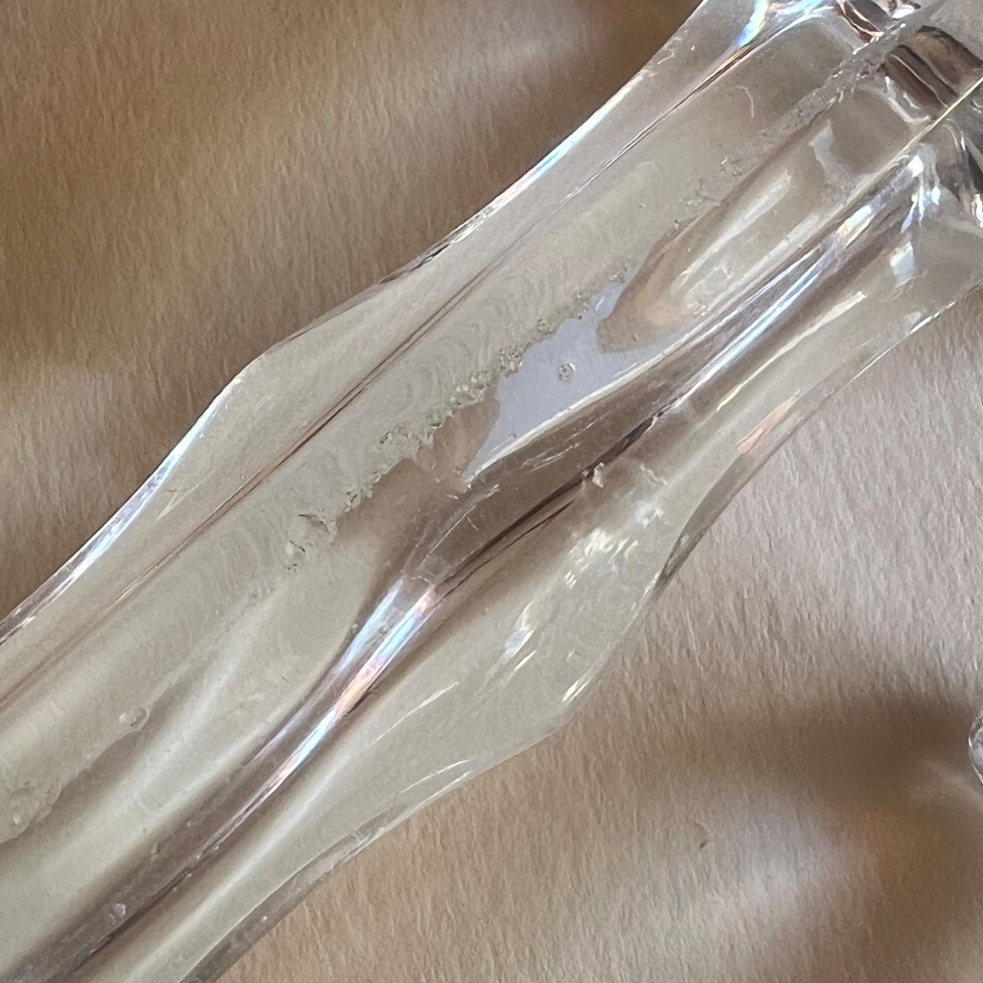 French crystal cutlery rests. Thorn-inspired design close up.