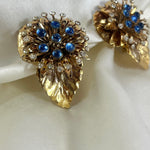 Golden and Crystal leaf earrings - L'Officina General Store