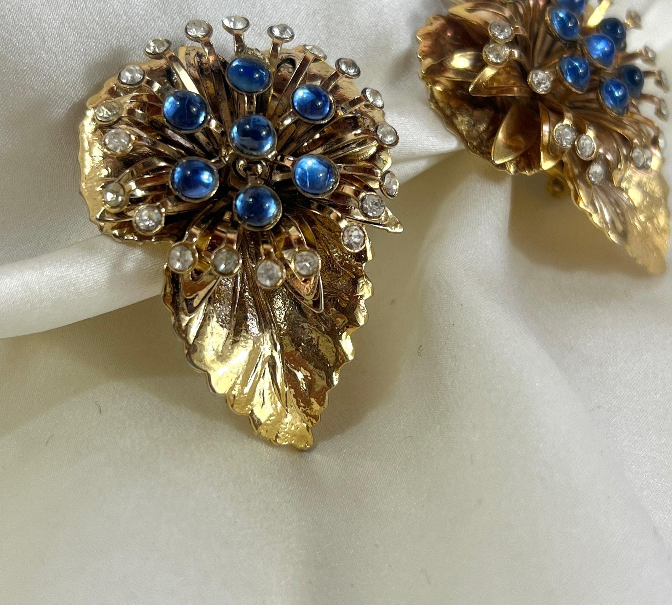 Golden and Crystal leaf earrings - L'Officina General Store