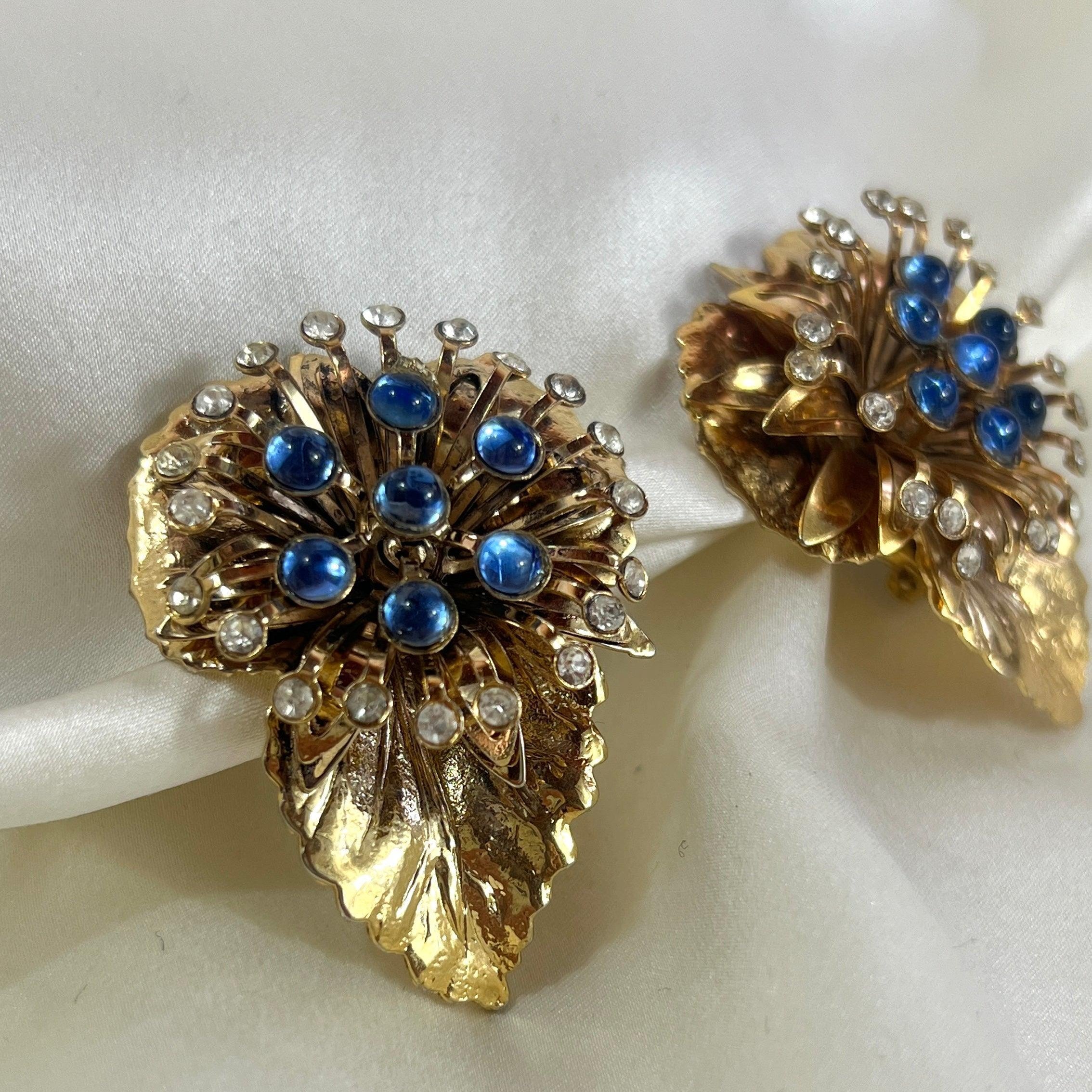 Golden and Crystal leaf earrings - L'Officina General Store