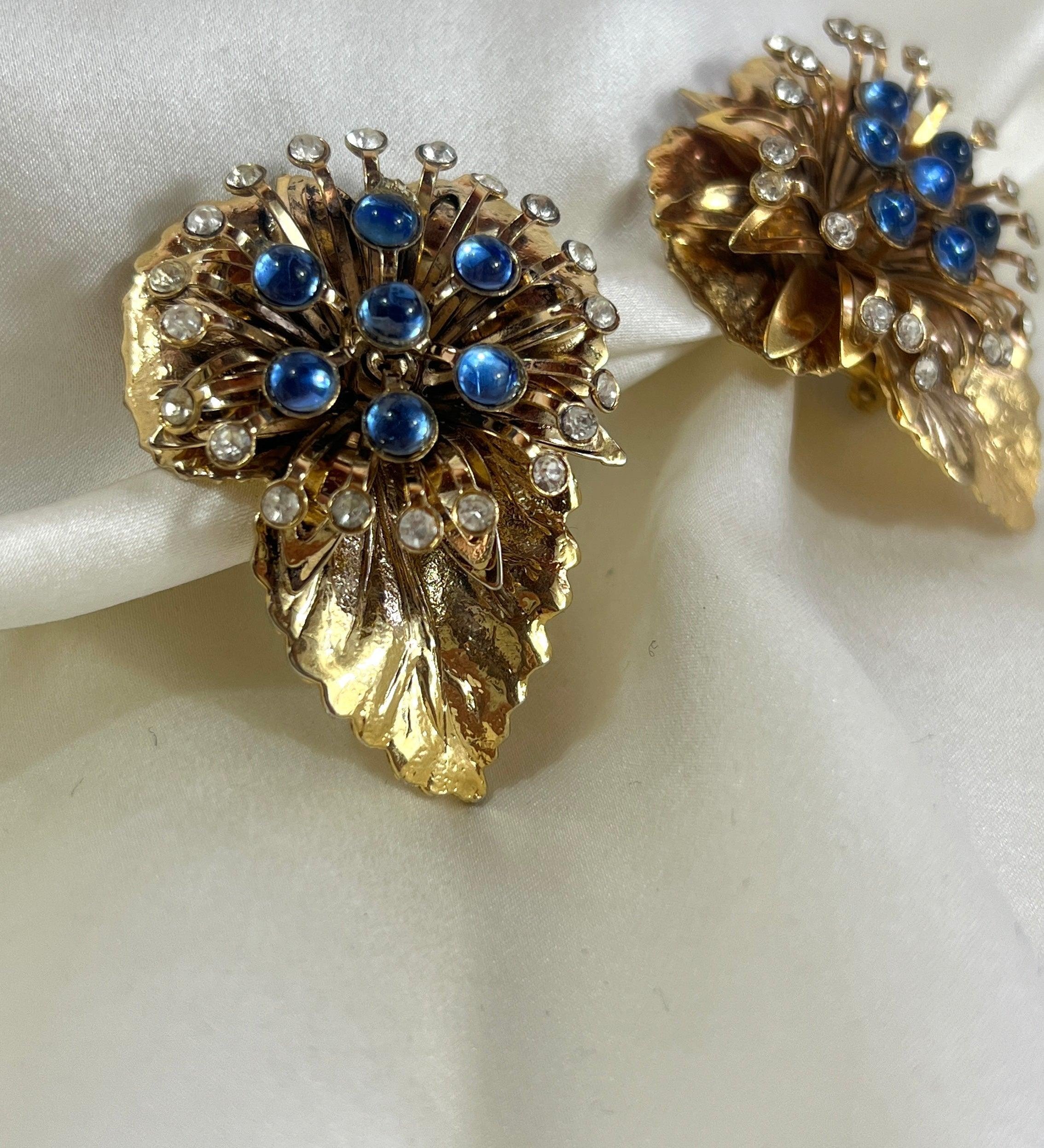 Golden and Crystal leaf earrings - L'Officina General Store