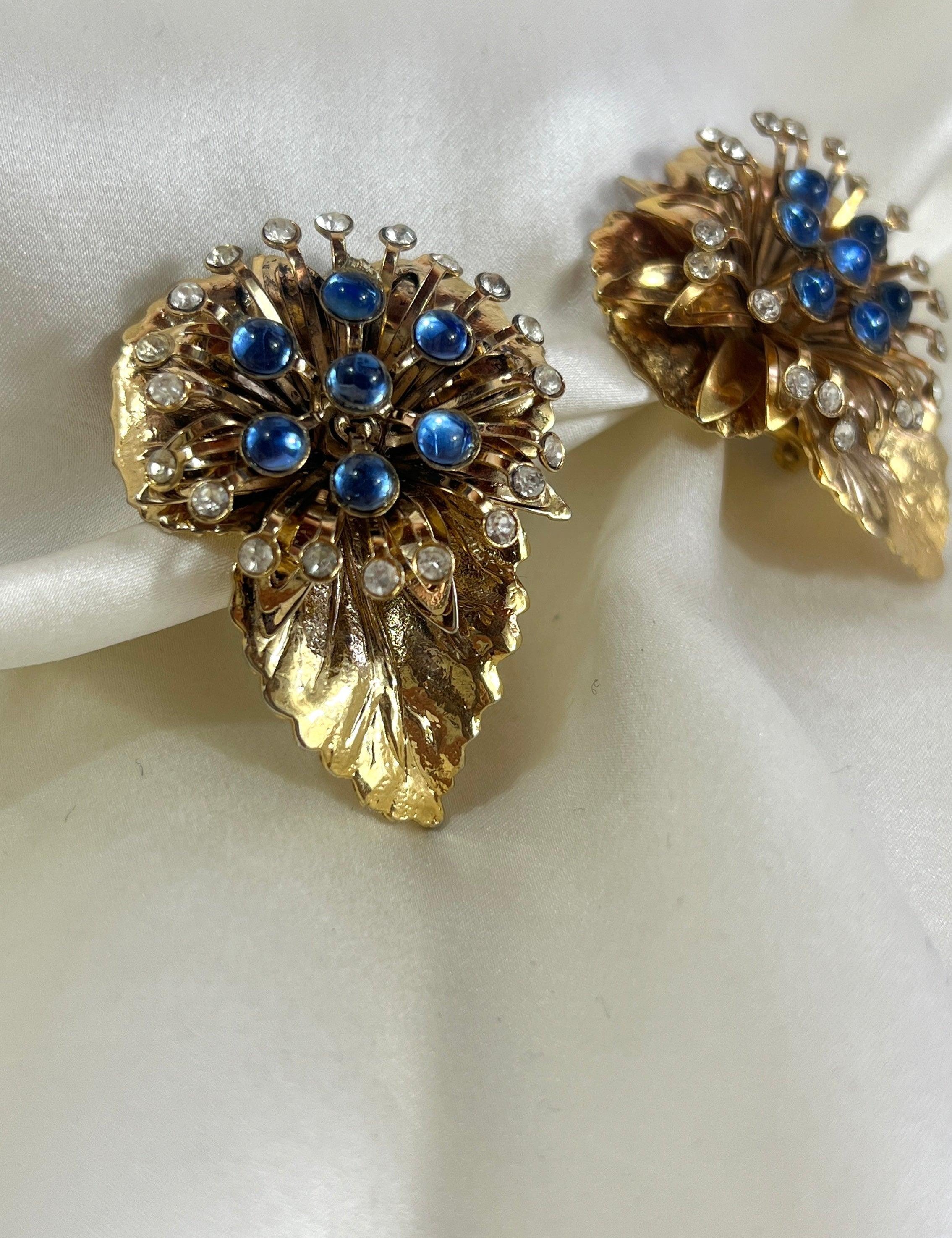 Golden and Crystal leaf earrings - L'Officina General Store