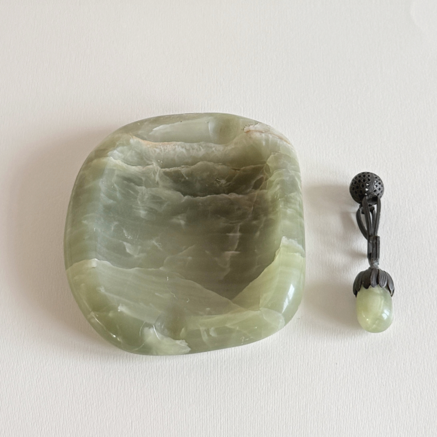 Art Deco Onyx Ashtray | Bronze Mortar