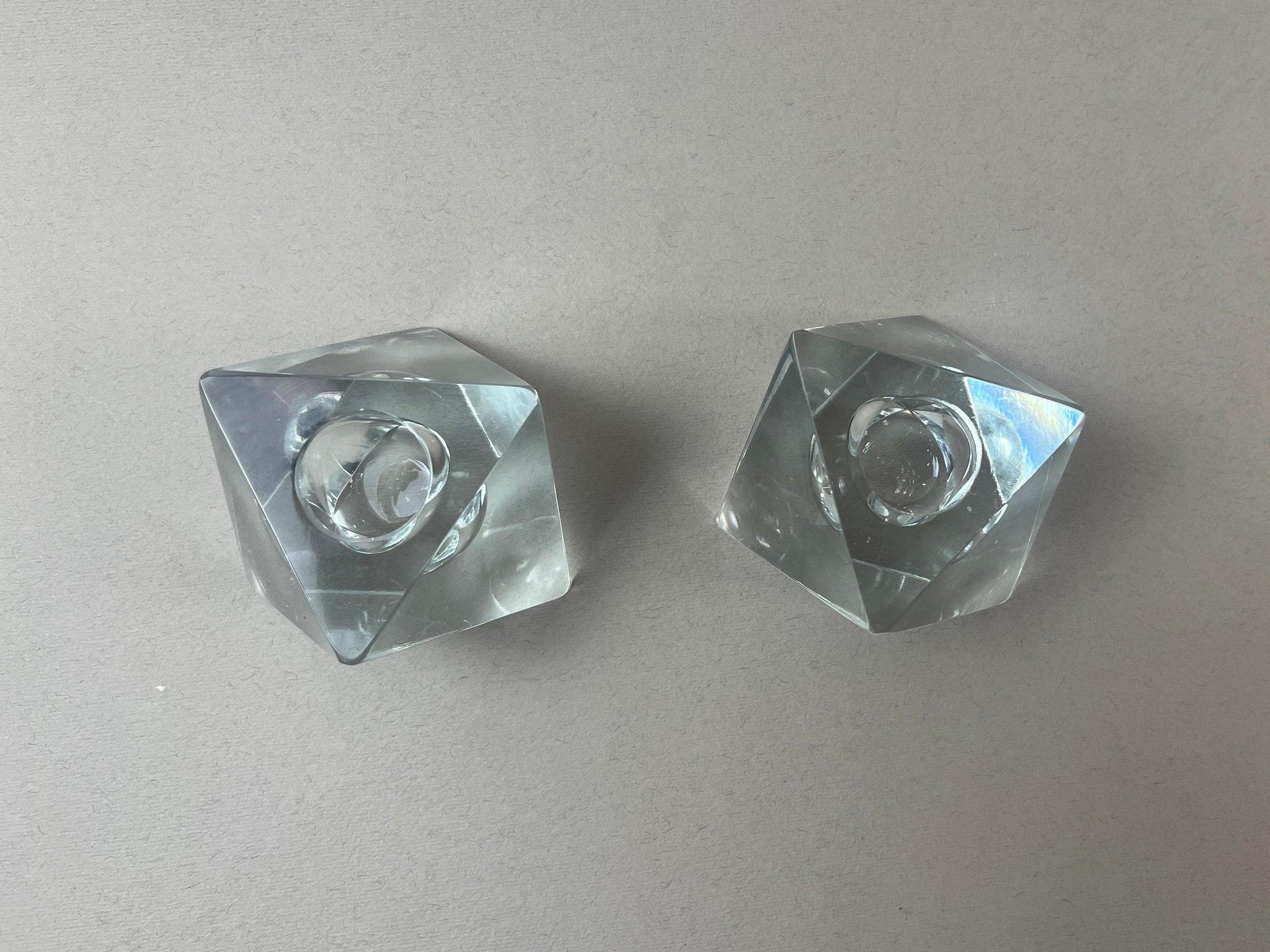 Set of 2 - Lead Crystal Prism Candle holder