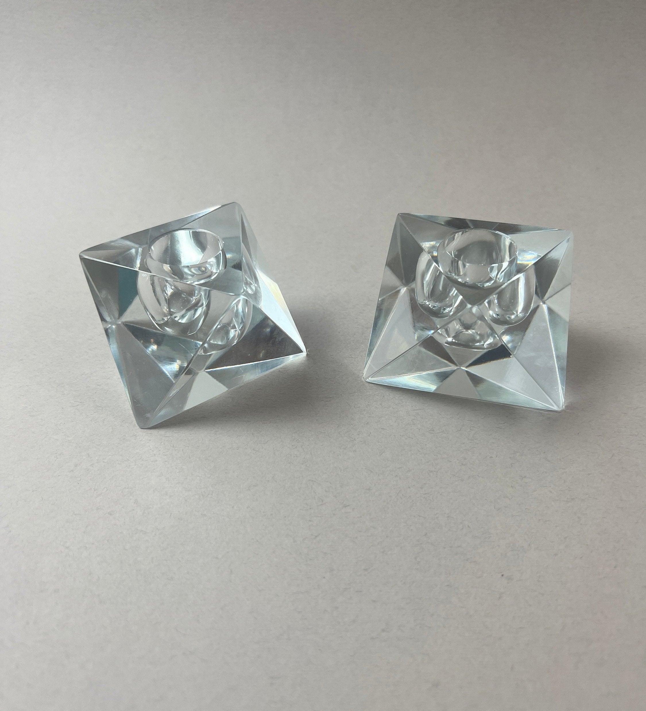 SET OF 2 I CRYSTAL PRISM CANDLE HOLDER - L'Officina General Store