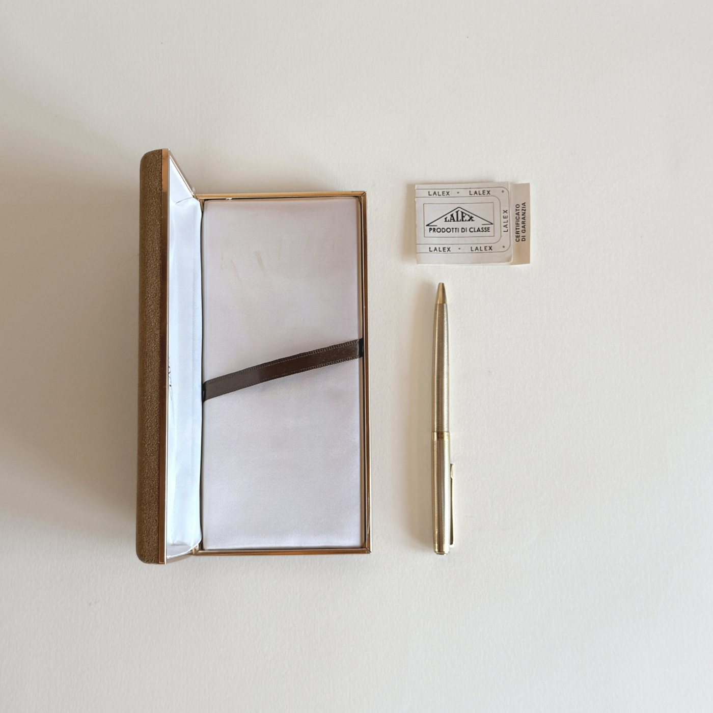 Lalex gold-plated ballpoint pen in 925 silver, 1980s Italian writing instrument with warm patina