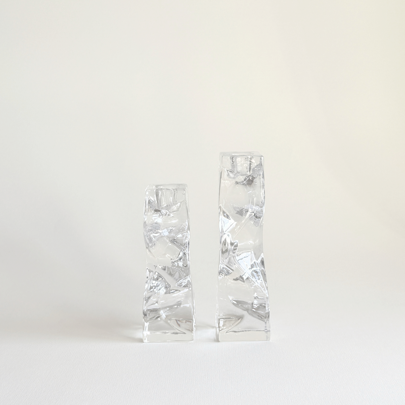 Bougeoirs en cristal | Prism Set de 2 · 15 & 18 cm