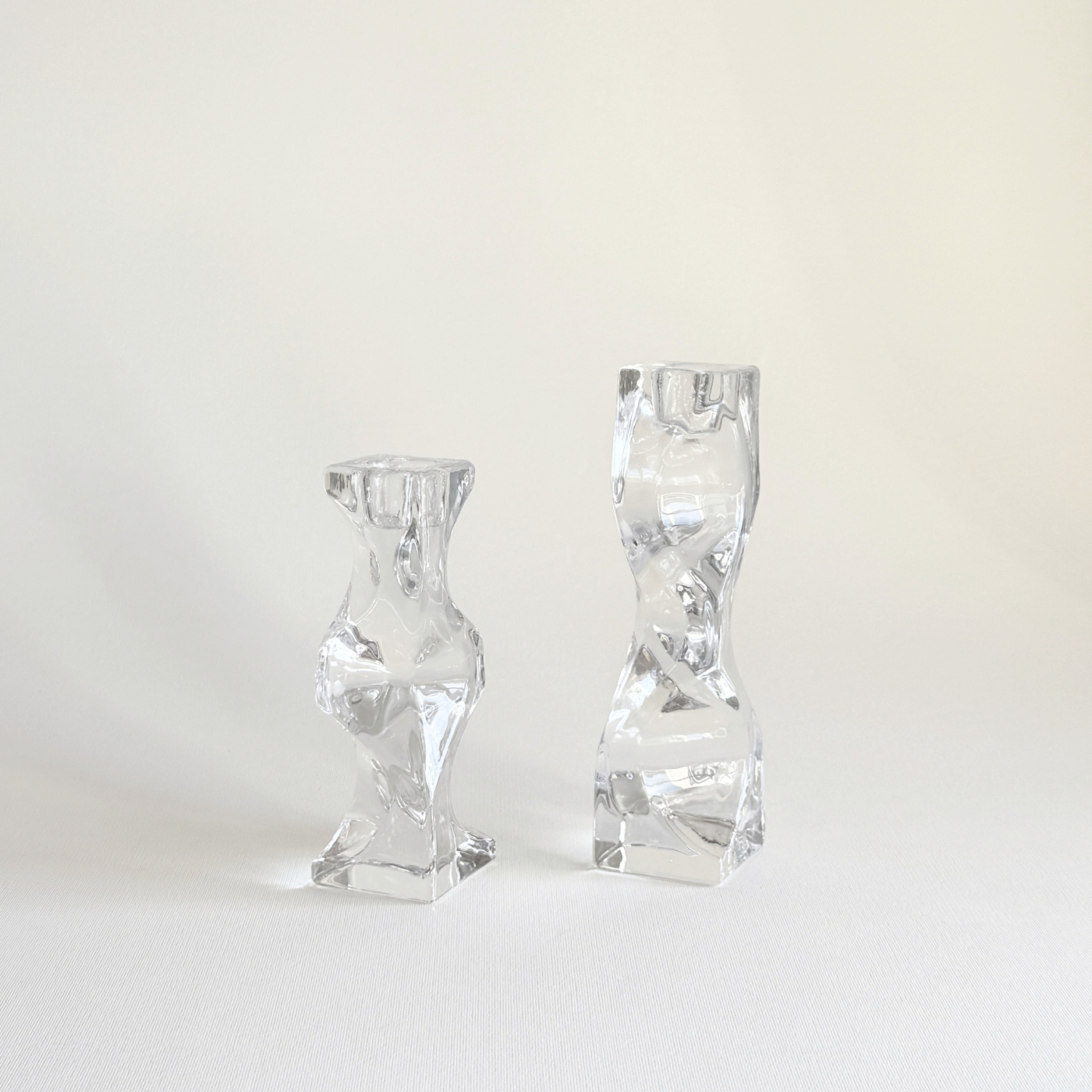 Bougeoirs en cristal | Prism Set de 2 · 15 & 18 cm