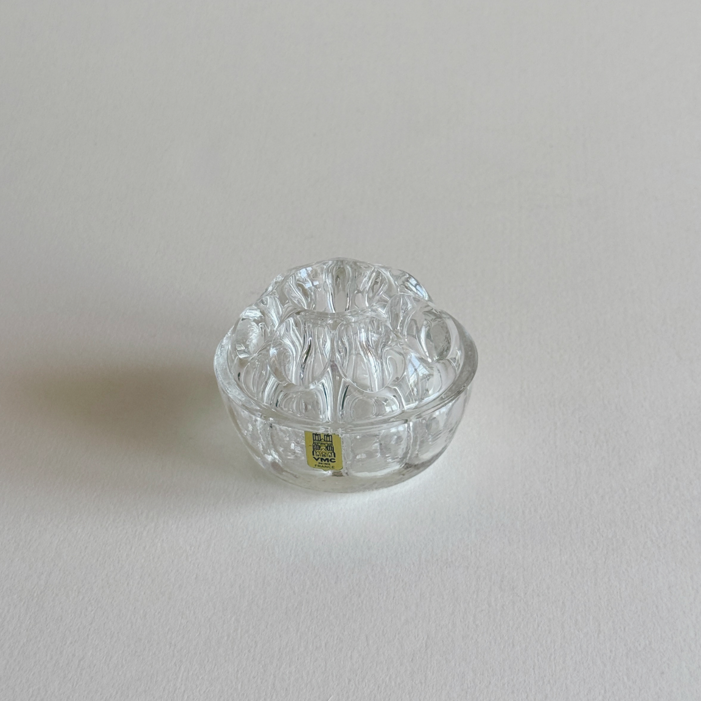 Glass Flower Frog — Clear Glass, Czechia, 1960s