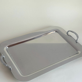 Large mirrored metal serving tray