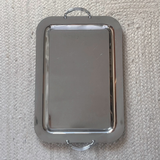 Large mirrored metal serving tray