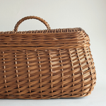 Tuscan rattan basket 27 × 26 × 52 cm Italian 1970s luxury storage