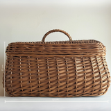 Tuscan rattan basket 27 × 26 × 52 cm Italian 1970s luxury storage