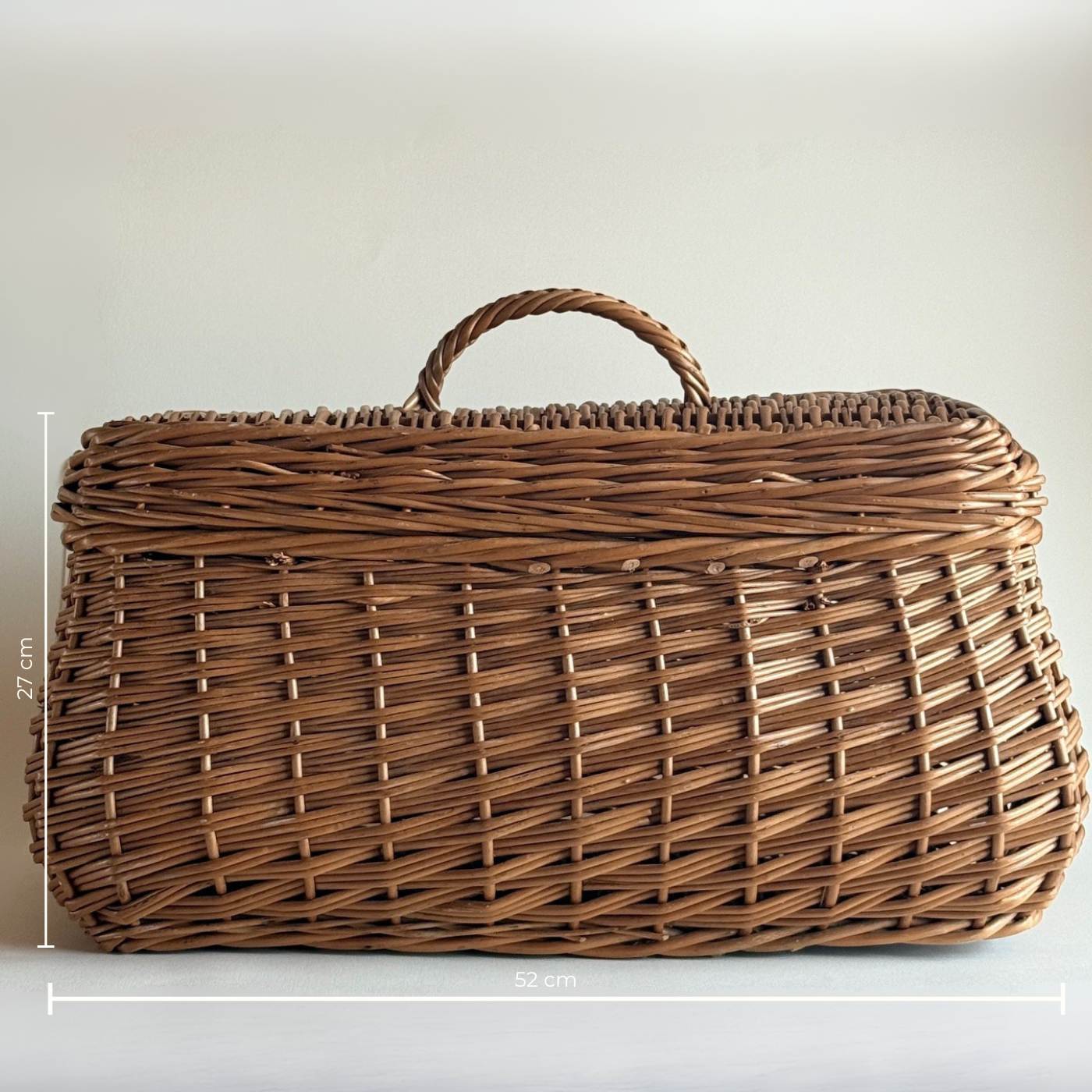 Tuscan rattan basket 27 × 26 × 52 cm Italian 1970s luxury storage