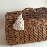 Tuscan rattan basket 27 × 26 × 52 cm Italian 1970s luxury storage