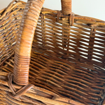 Handled rattan storage basket 39 × 32 × 17 cm Italian woven basket with rigid structure