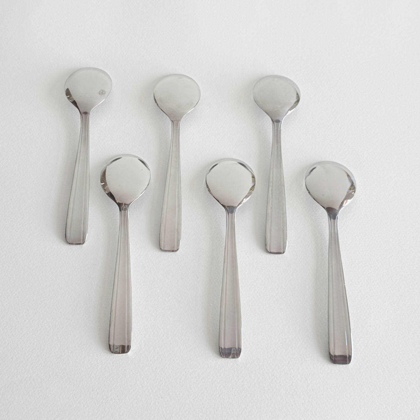 Set of six polished silver-plated 1970s Letang & Rémy ice cream spoons from France