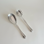 Silver plated Sheraton serving set with fiddle-and-thread pattern in warm silver tone, Italian made, 1990s