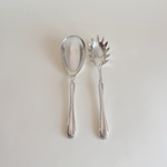 Sheraton silver plated serving cutlery set in aged silver, spoon and strainer spoon, 1990s Italian tableware